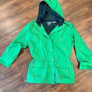 Ralph Lauren Green cinch waist rain ultility jacket with gold accents medium